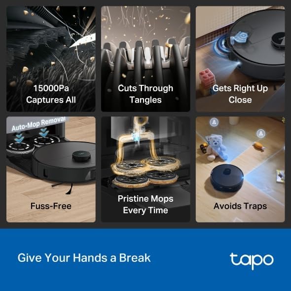 Tapo RV50 Pro Omni 15000Pa Robot Vacuum Cleaner with Mop, All in One Dock