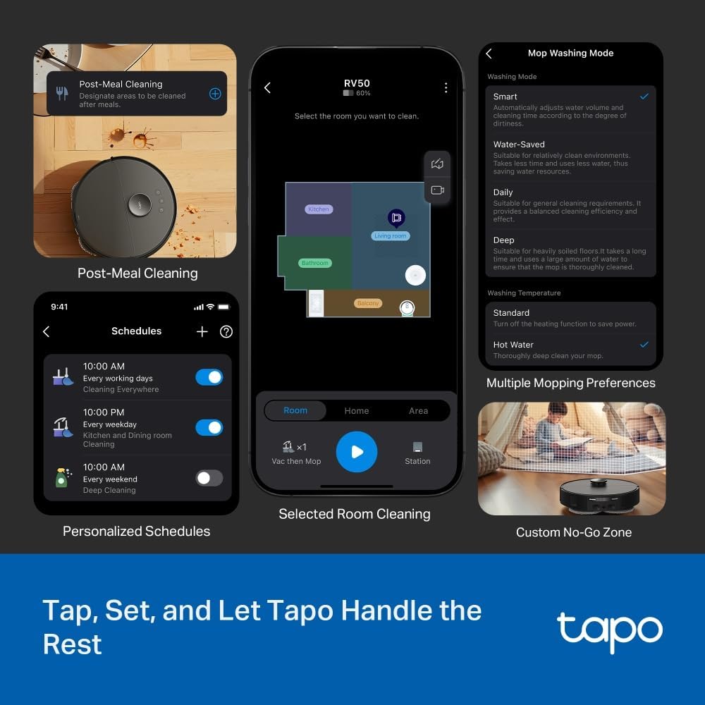 Tapo RV50 Pro Omni 15000Pa Robot Vacuum Cleaner with Mop, All in One Dock