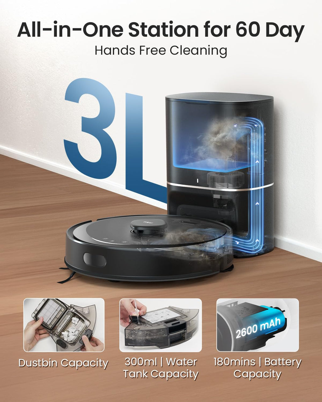Tapo RV50 Pro Omni 15000Pa Robot Vacuum Cleaner with Mop, All in One Dock