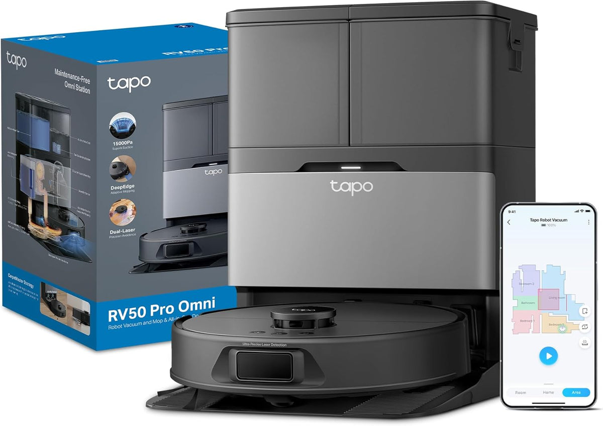 Tapo RV50 Pro Omni 15000Pa Robot Vacuum Cleaner with Mop, All in One Dock