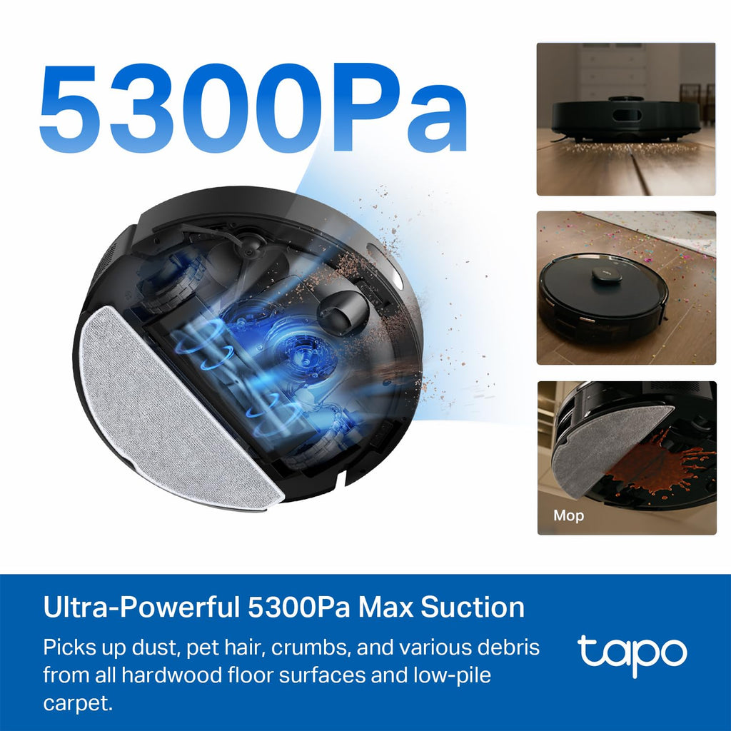 Tapo RV50 Pro Omni 15000Pa Robot Vacuum Cleaner with Mop, All in One Dock