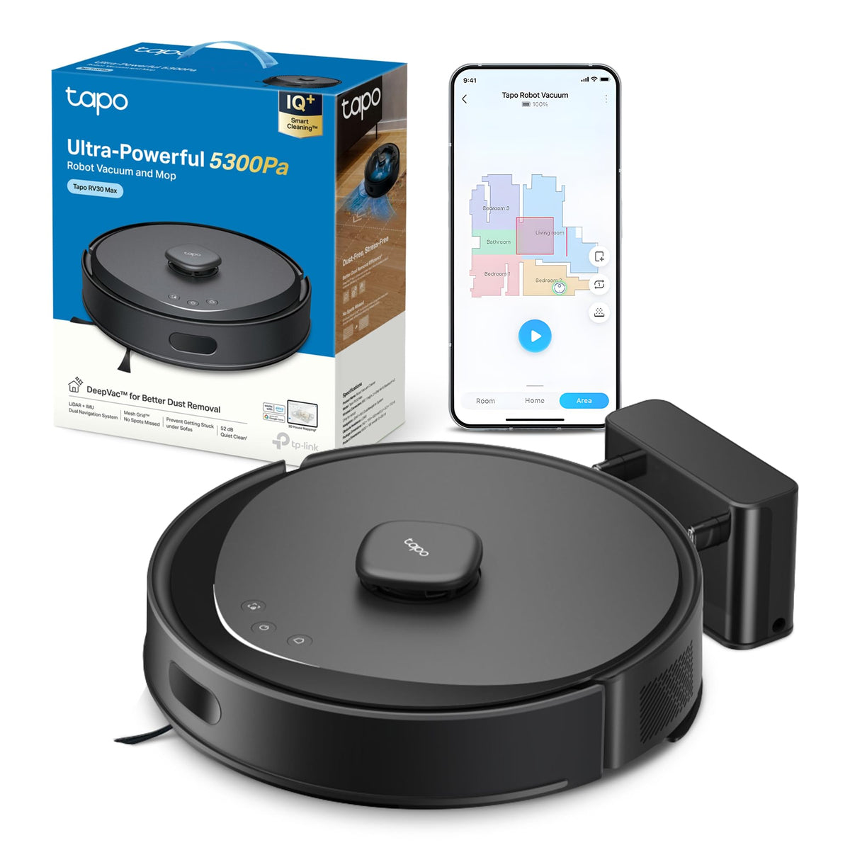 Tapo RV50 Pro Omni 15000Pa Robot Vacuum Cleaner with Mop, All in One Dock