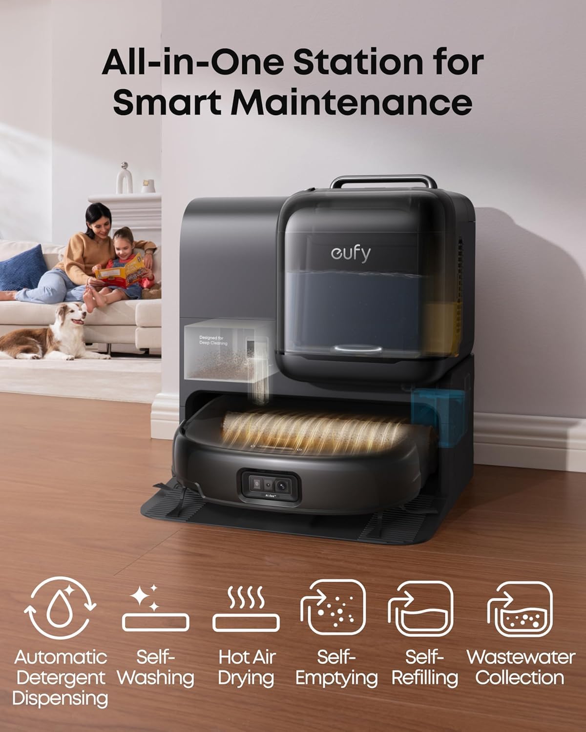 eufy C28 Omni, Robot Vacuum Cleaner with Mop,HydroJet Self Clean Roller Mop
